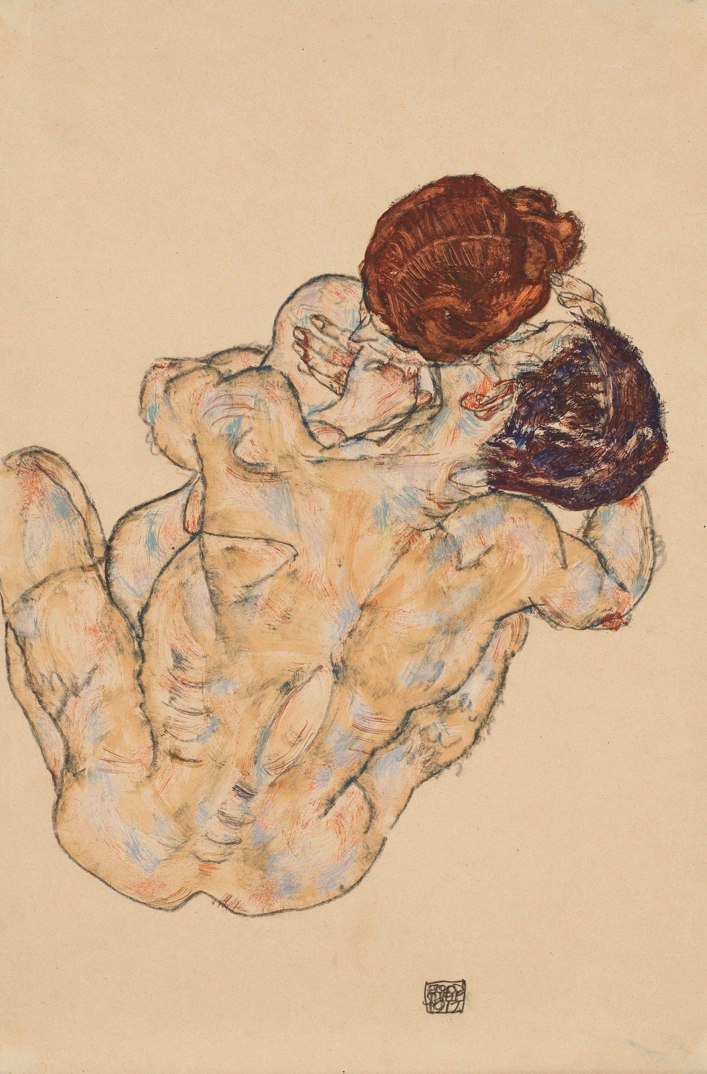 Egon Schiele, Home i dona, abraçada (1917) Foto: Wikimedia Commons