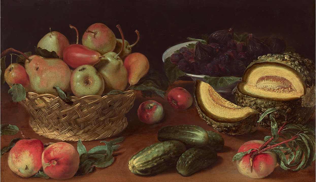 Bodegó amb pomes, peres, cogombres, figues i un meló, 1625 /1630