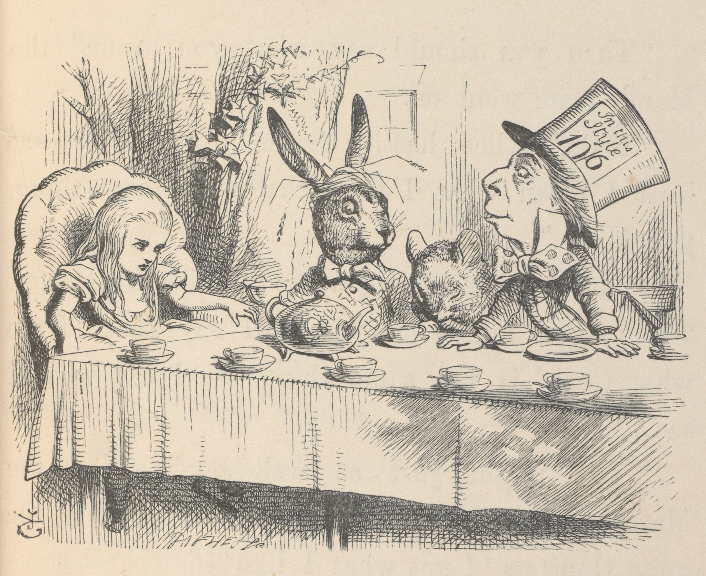 "Alícia a la festa del te del Barreter Boig", il·lustració de John Tenniel (1865) per a "Alícia al país de les meravelles". © Victoria and Albert Museum, London