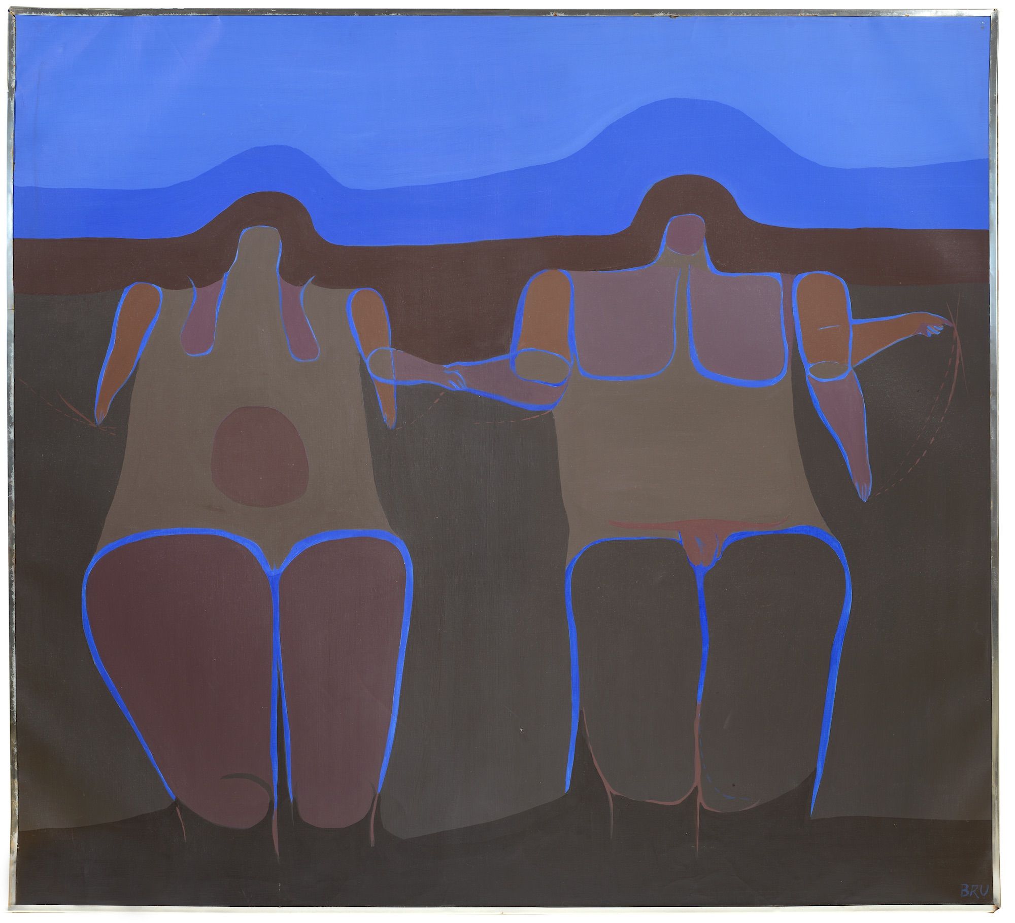 "Primers viatjants", 1968. Acrílic sobre tela, 108 x 117,5 cm. Col·lecció particular