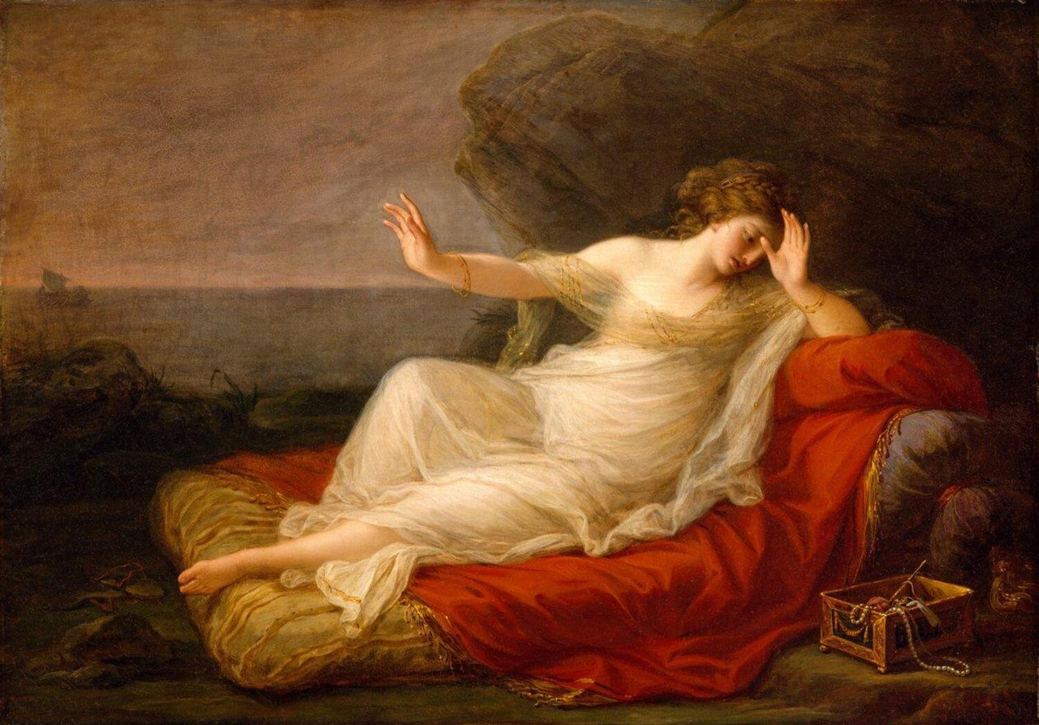 Bacus descobreix Ariadna abandonada per Teseu, a Naxos, 1764 (Angelica Kauffman, Suïssa)