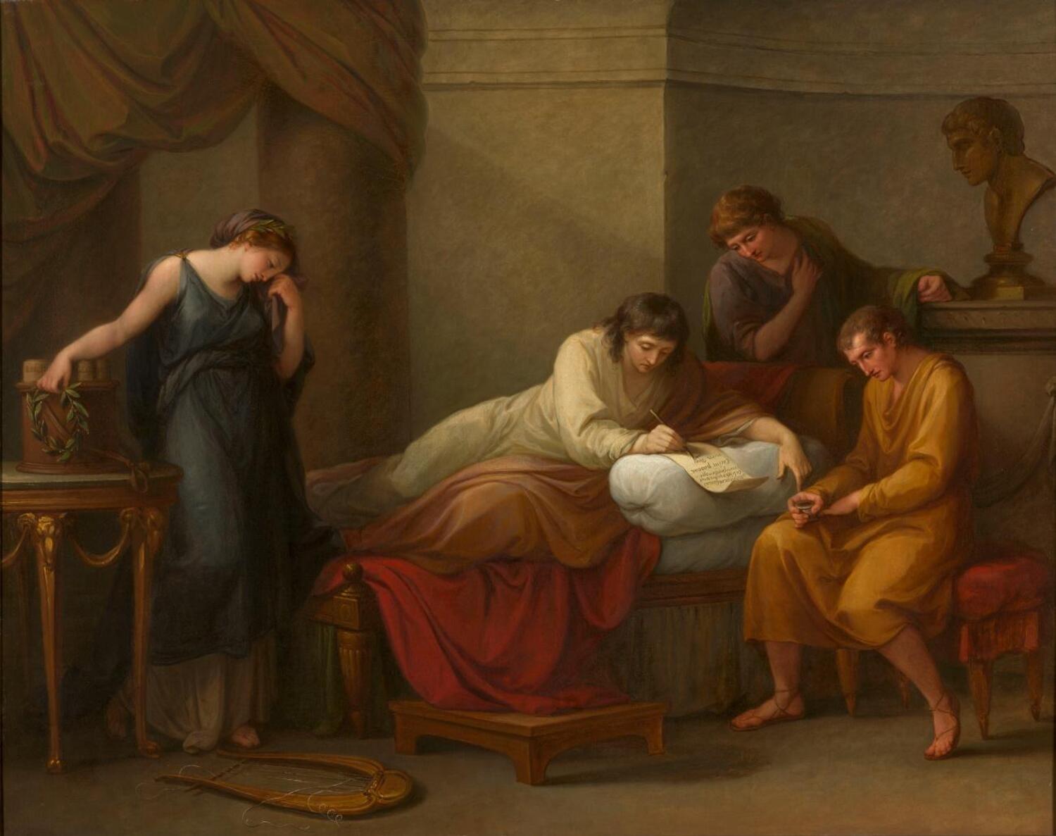 Virgili escrivint el seu epitafi a Brindisi, 1785 (Angelica Kauffman, Suïssa)